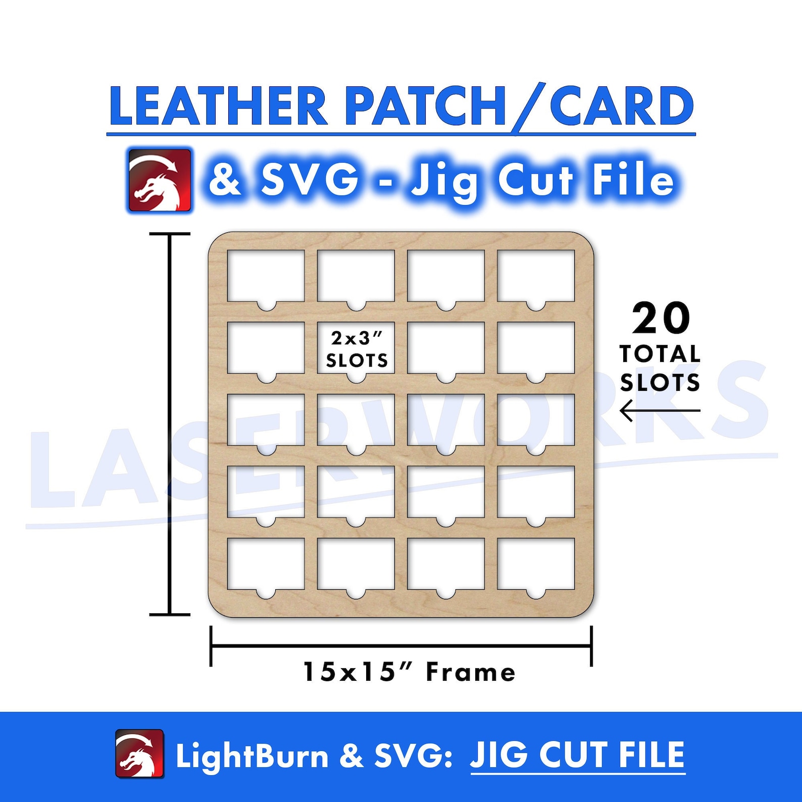Leather Patch/card Engraving Jig: 2x3 Inch, 20 Grid - Lightburn & SVG ...