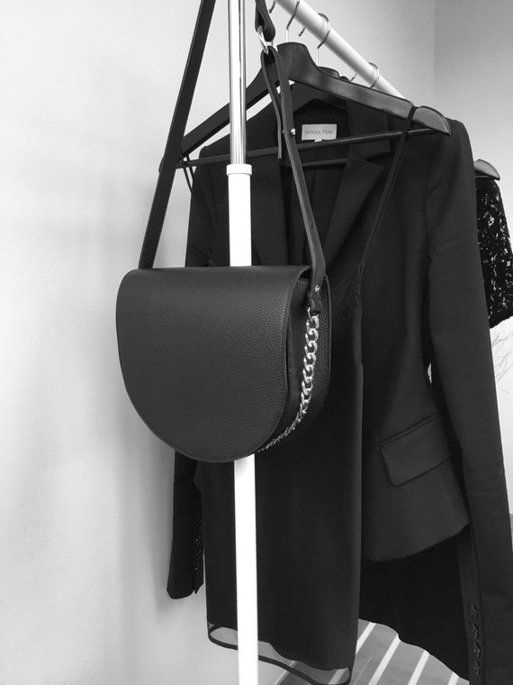 black leather crossbody saddle bag