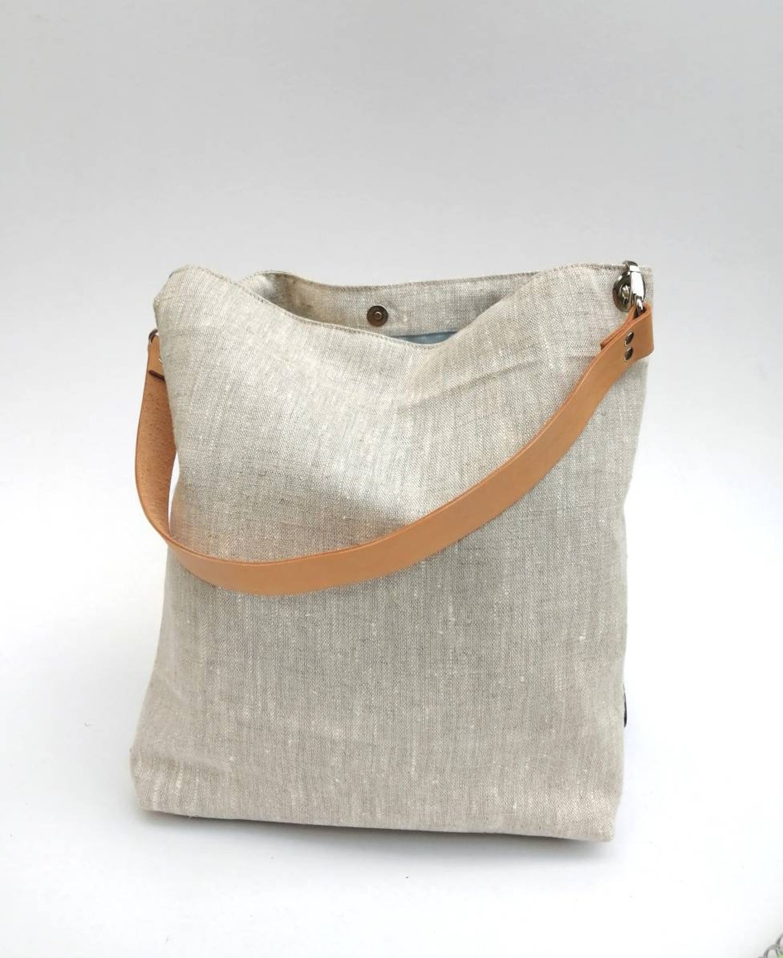 Linen Hobo Bag Linen Bag Diaper Bag Linen Leather Bag - Etsy