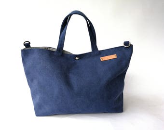 Personalised Blue Washed Canvas  Tote bag, Canvas bag, Diaper bag , Handbag, School Bag - DANIEL series