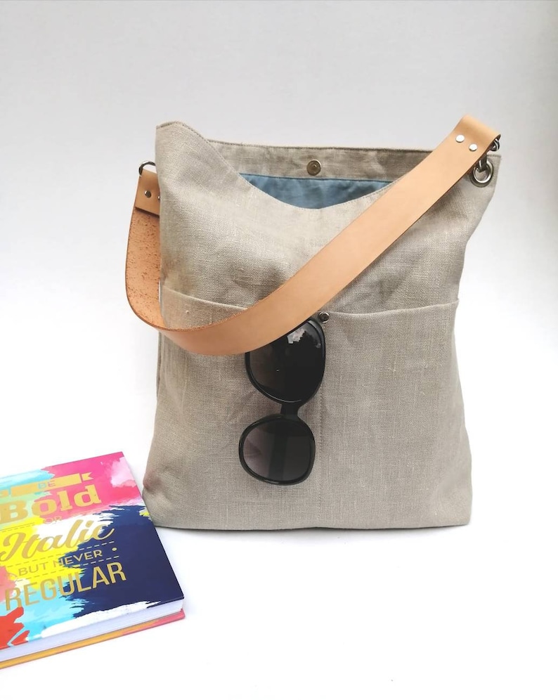Natural Linen Hobo Bag Linen Bag Diaper Bag Linen Leather - Etsy