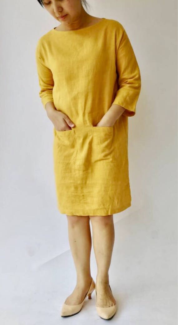 next yellow linen dress