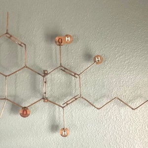 Molecular structures, copper and stained glass wall art, made to order
