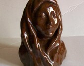 Vintage Sewer Tile Folk Art Sculpture Native or African American Woman Figural Bust One of a Kind Southern Folk Art