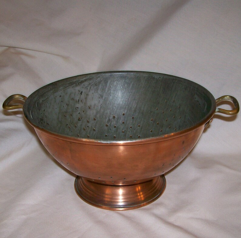 Waldow Brooklyn NY Copper Colander Strainer Vintage Kitchen Cookware Mid Century Metals