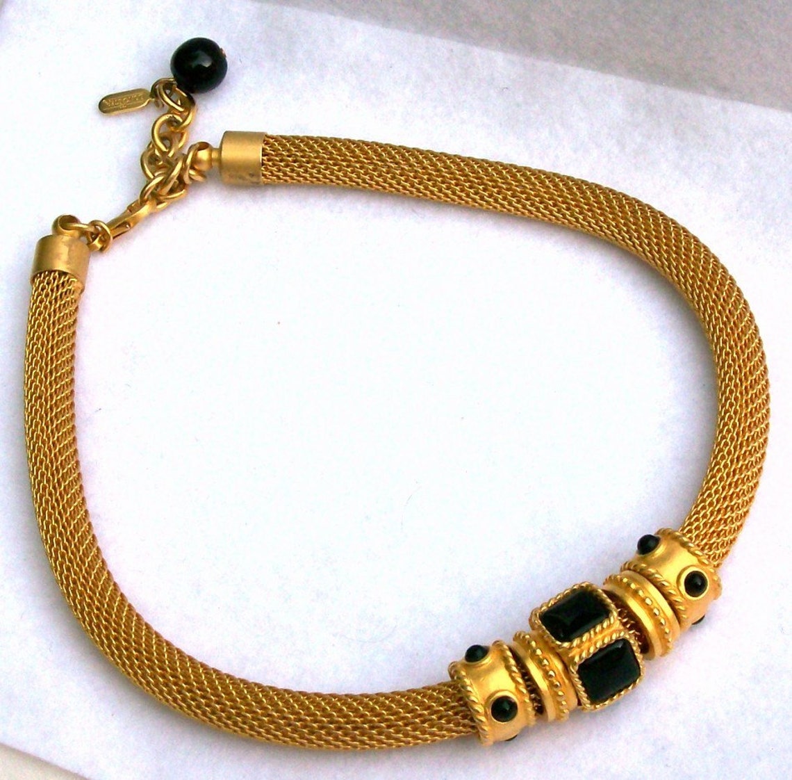 Doncaster Gold Tone Mesh Necklace with Four Versatile Black Etsy