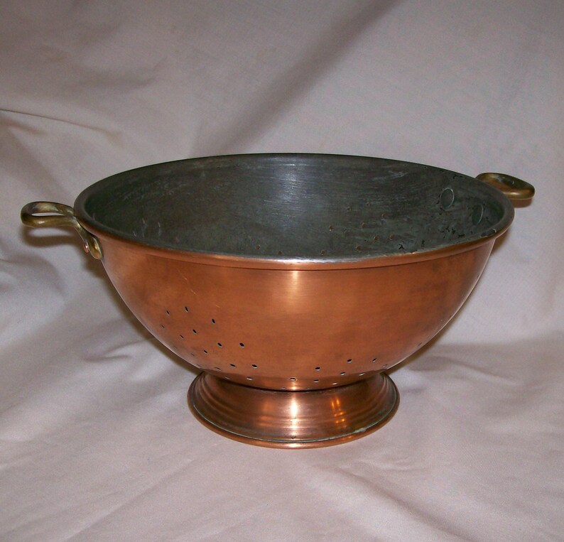 Waldow Brooklyn NY Copper Colander Strainer Vintage Kitchen Cookware Mid Century Metals
