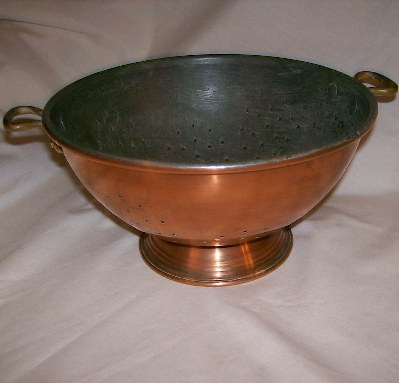 Waldow Brooklyn NY Copper Colander Strainer Vintage Kitchen Cookware Mid Century Metals