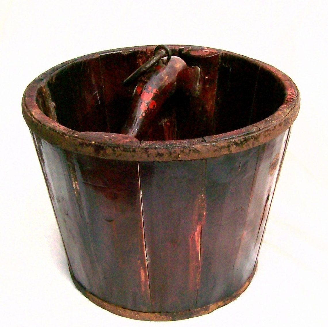 Primitive Antique Wooden Staved Water Well Bucket Pail Rare Etsy