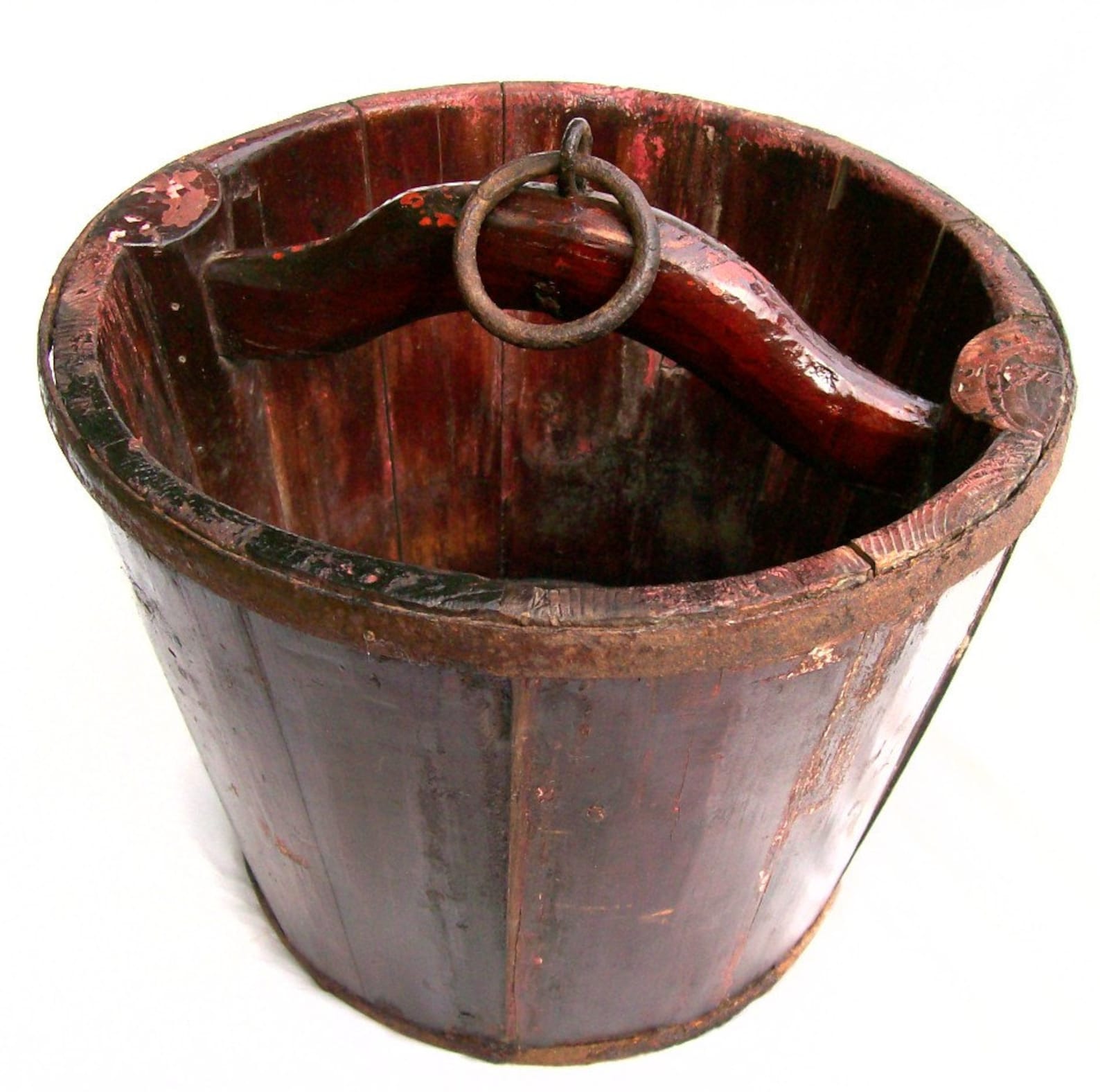 Primitive Antique Wooden Staved Water Well Bucket Pail Rare Etsy