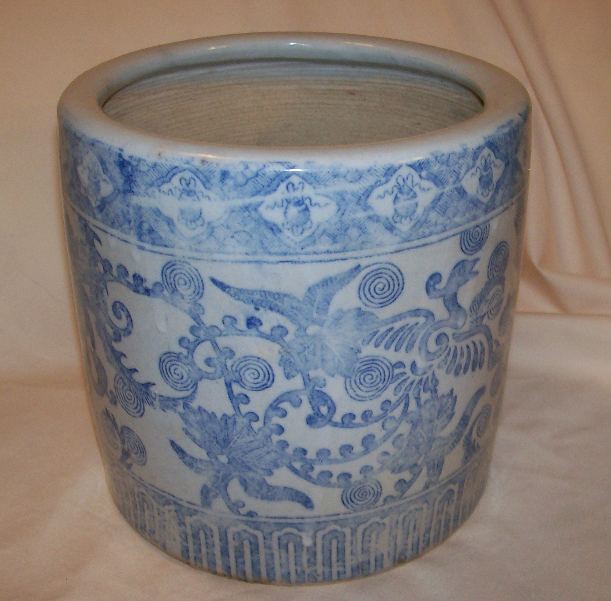 火鉢　ブルー系 Japanese Blue and White Ceramic Hibachi - Etsy