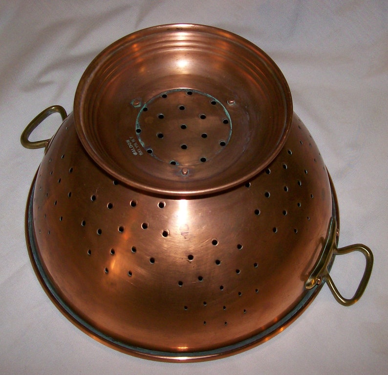 Waldow Brooklyn NY Copper Colander Strainer Vintage Kitchen Cookware Mid Century Metals