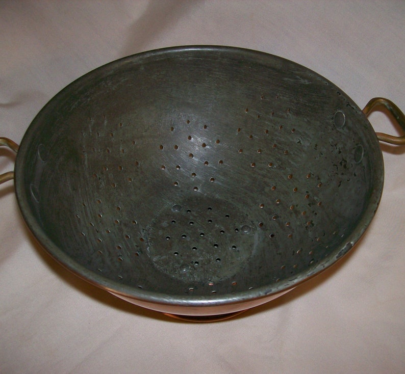 Waldow Brooklyn NY Copper Colander Strainer Vintage Kitchen Cookware Mid Century Metals