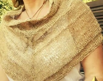 Knitted hemp bib collar, an original, raw and authentic accessory, inspired by ethnic cultures and ancestral know-how.