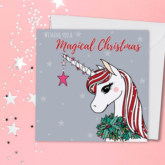 Carte Licorne de Noël, Noël magique, Licorne scintillante, Cadeau damant de  licorne, Pour elle -  Canada