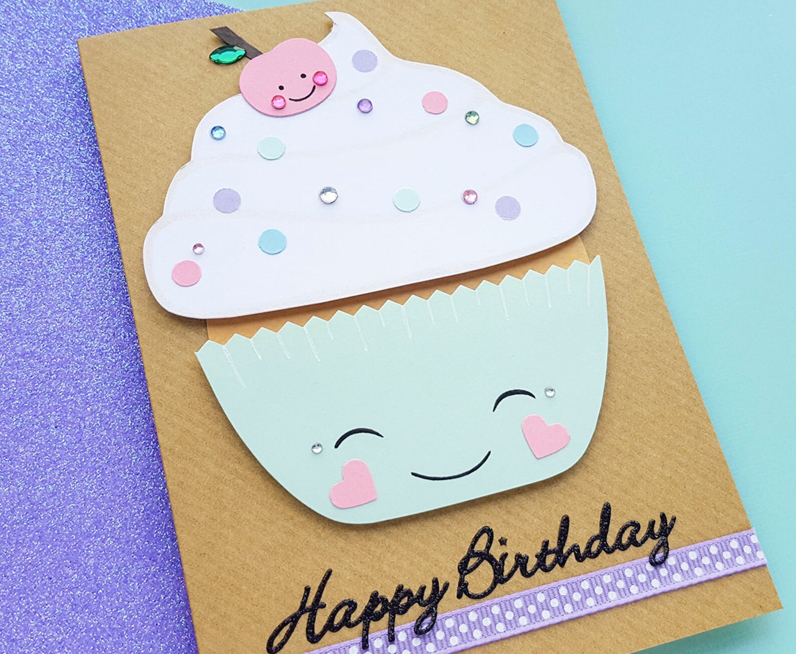 Handmade Kawaii Cupcake Birthday Card Cute Birthday Card Etsy
