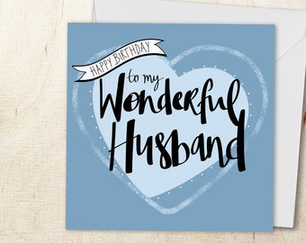 Husband Birthday Card, Wonderful Hubby, Romantic, Eco-Friendly