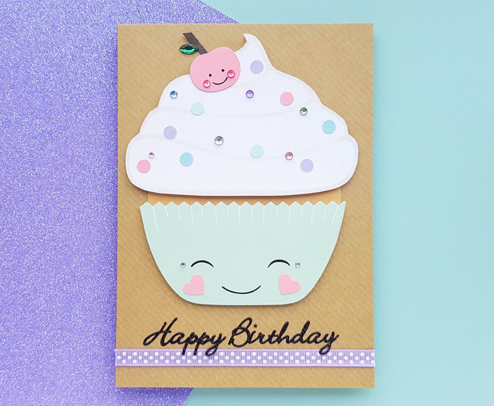 Handmade Kawaii Cupcake Birthday Card Cute Birthday Card Etsy