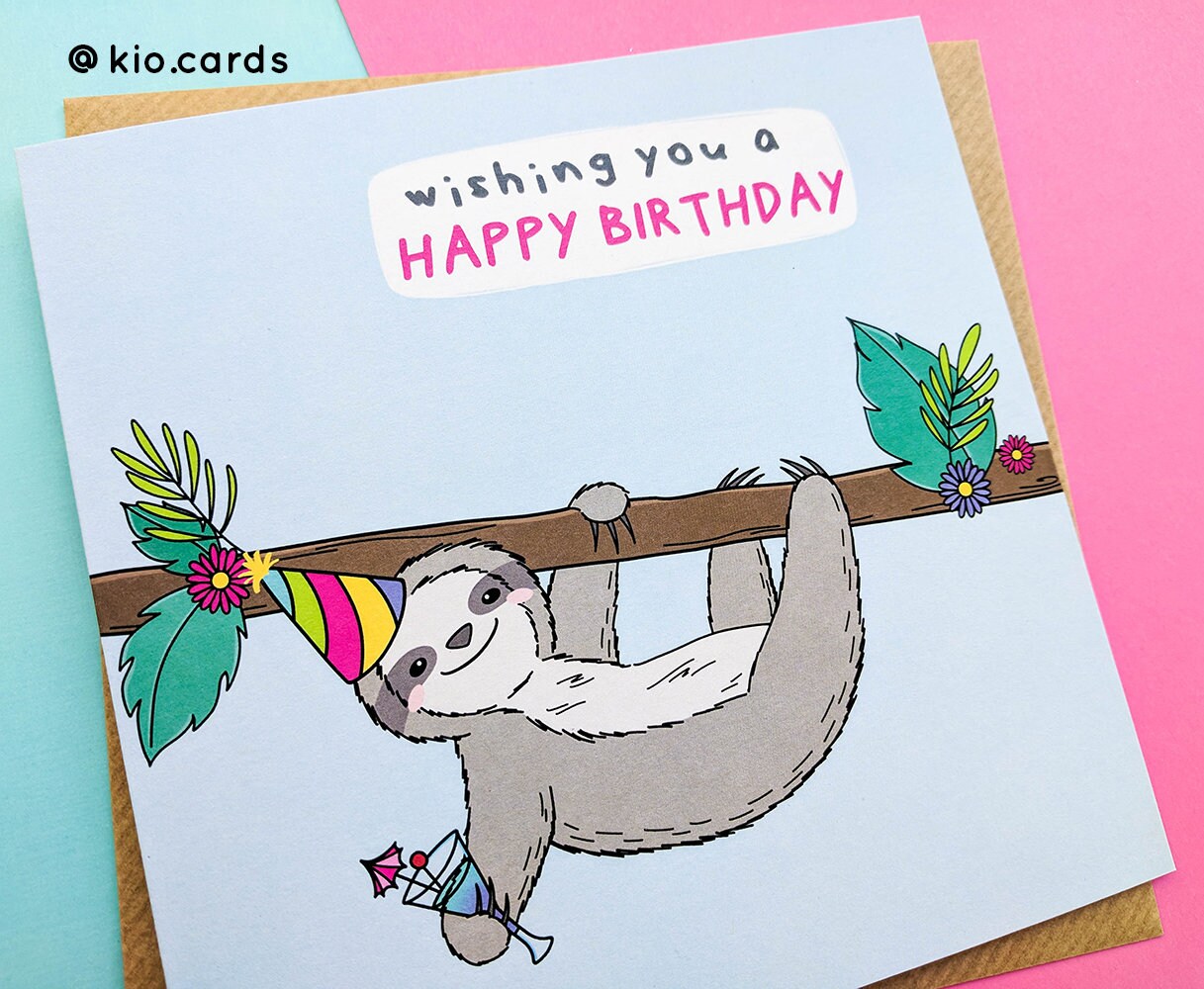 FaultierGeburtstagskarte alles Gute zum Geburtstag Faultier Etsy
