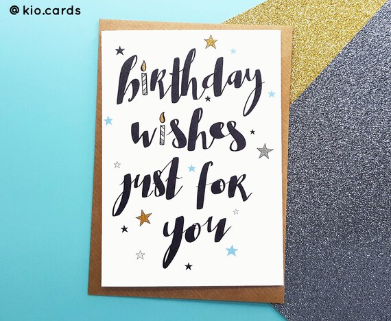 Birthday Wishes Card Hand Lettered Birthday Card Cards For Etsy