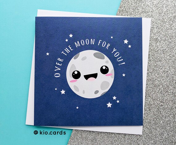 Over The Moon, Congratulation Card, New Job Card, So Happy For You, Success Card, Engagement Congrats, Wedding Congrats, Congrats Card