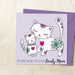 Mum Birthday Card, Cute Cats Illustration, Mummy, Mom, Mommy, Eco Friendly
