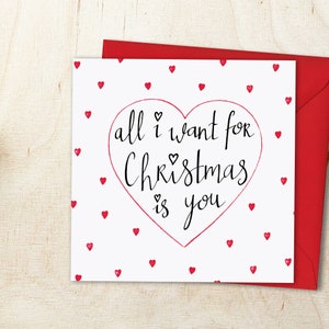 Christmas Card All I Want For Christmas Is You, Boyfriend, Girlfriend, Wife, Husband, Love, Romantic