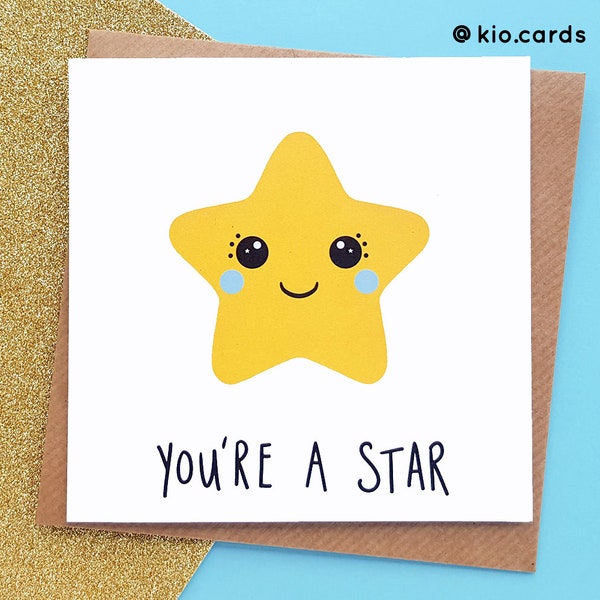 Kawaii Star Card, You’re A Star, Success Card, Encouragement Card