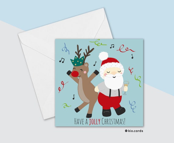 Santa Rudolph Christmas Card Hand Drawn Handmade Christmas Cards Santa Cards Cute Christmas Cards Cards For Her Cards For Him