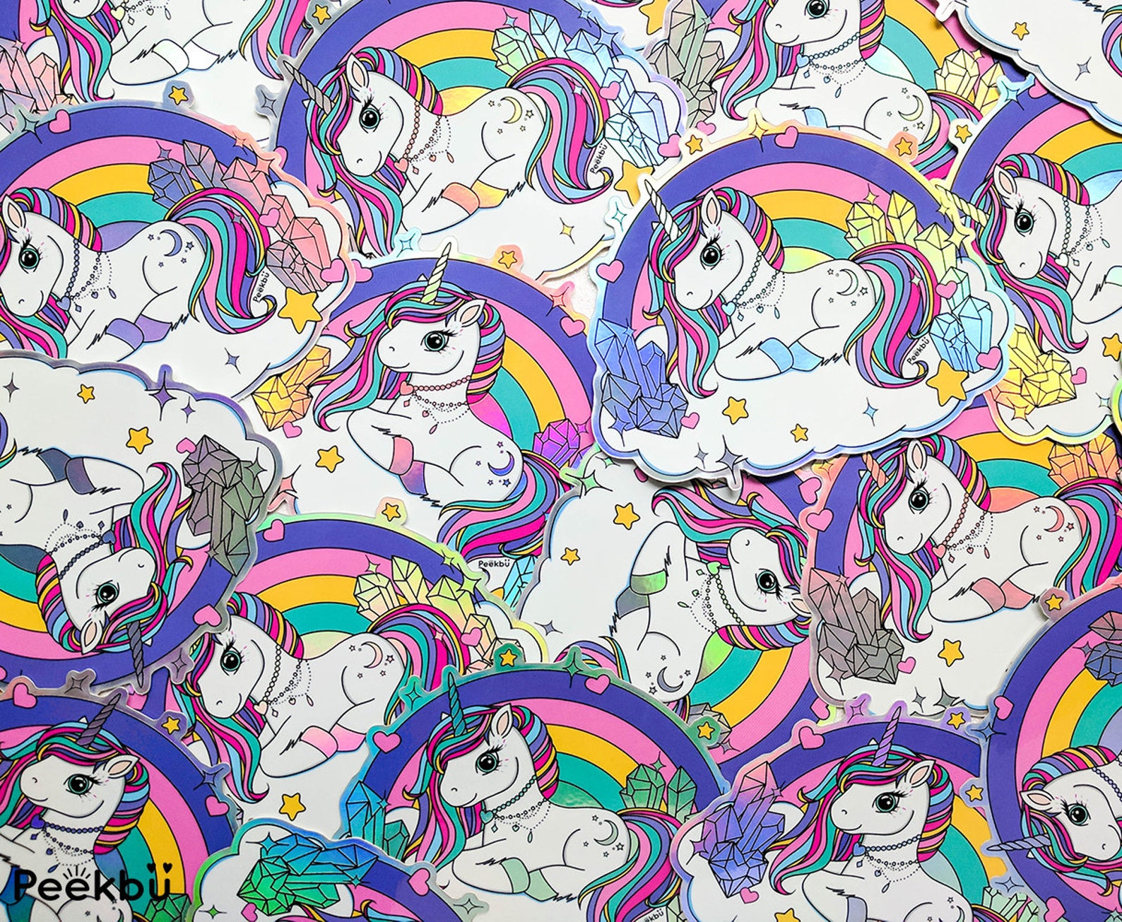 Holographic Unicorn Sticker Rainbow Unicorn Decal Vinyl Etsy