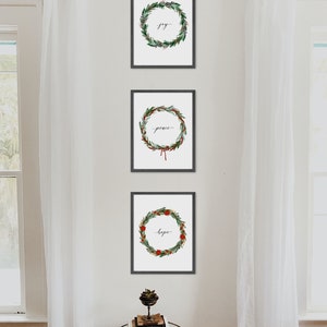 Printable Peace Hope Joy Wreath TRIO Digital Wall Art Files - Multiple ...