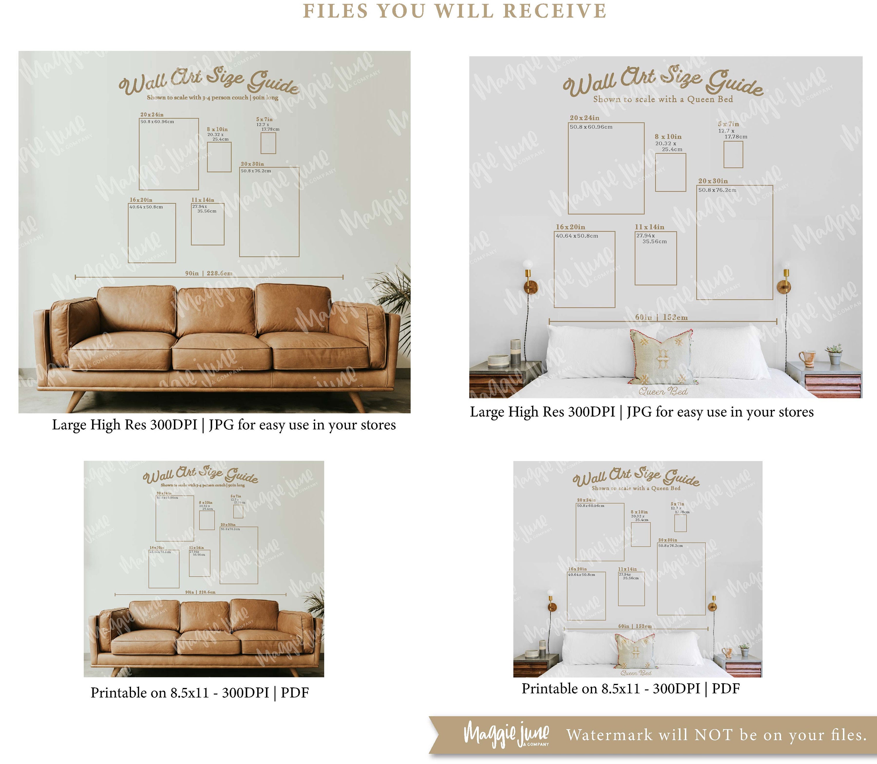 Living Room Bedroom Wall Art & Print Size guide Template | Etsy