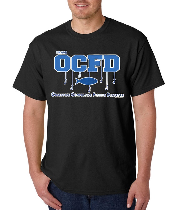 Funny fishing t-shirt OCFD Obsessive Compulsive Fishing Disorder fish bones tee