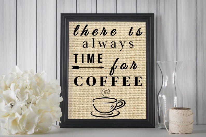 Coffee Kitchen Decor / Coffee Art Print / Burlap Print / Etsy