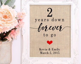 2 Year Anniversary Print on Cotton OR Burlap, Cotton Anniversary Gift For Her, Cotton Anniversary Gift, Personalized