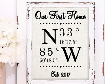 Real Estate Closing Gifts, First Home Gift, New Home Gift, Realtor Gift, House Warming Gift, Our First Home, Home Sweet Home, GPS Coordinate