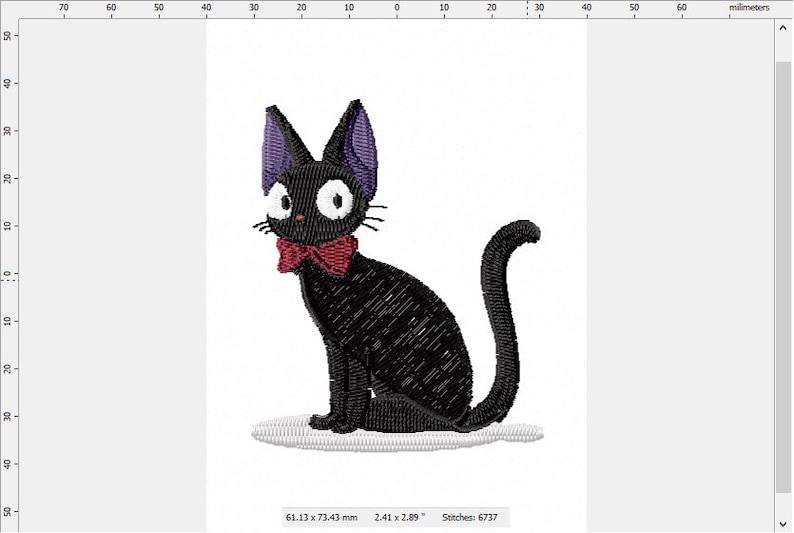 Jiji Inspired Black Cat Machine Embroidery Design Etsy