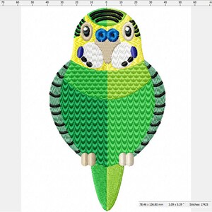 Digitized Budgie Parakeet Machine Embroidery Design imagem 2