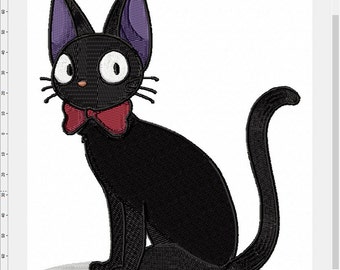 Black Cat with bow tie Machine Embroidery Design