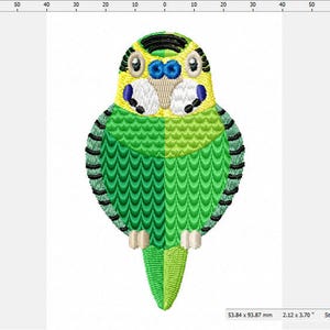 Digitized Budgie Parakeet Machine Embroidery Design imagem 3