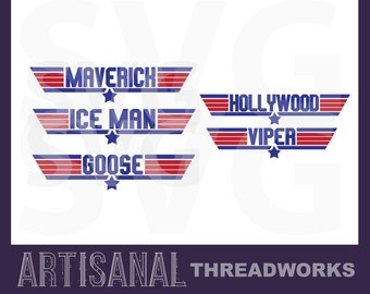 Top Gun Font SVG Cutting Files Maverick, Ice Man, Goose, Hollywood, and Viper SVG