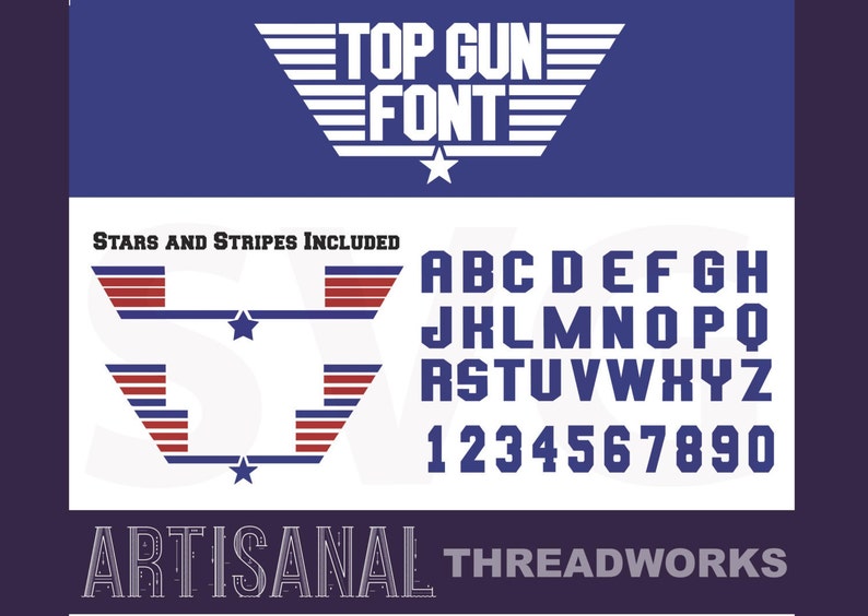 Top Gun Font SVG Cutting Files and Clip Art Custom names jpg Etsy