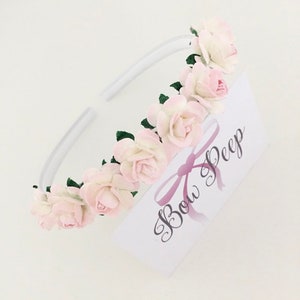 Blumenmädchen Stirnband, Blumen Haarband, Brautjungfer Stirnband, Blumenmädchen Kopfschmuck, rosa Blumenmädchen, Haarreif, Taufe Stirnband