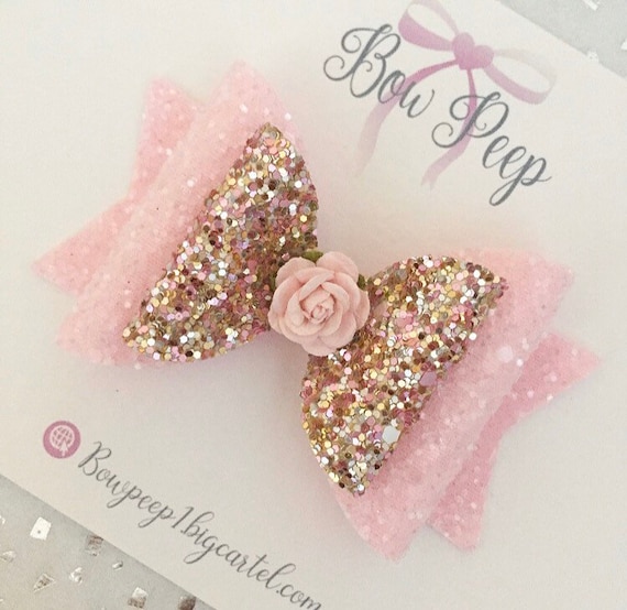 Pink Hair Bow Glitter Bow Gift for Girls Bow Hair Bows Hair