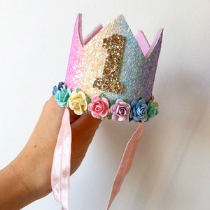 Verjaardagskroon, 1e verjaardag, feestmuts, feestdecor, fotoshootrekwisieten, regenboog, regenboogverjaardagskroon, regenboogbabycadeaus, verjaardagscadeaus