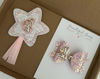 Birthday badge and matching hair bow