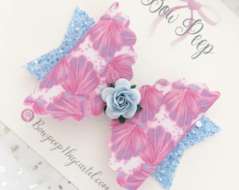 Mermaid hair bow, mermaid bow, seashell bow, pink bow, blue bow, mermaid, girls hair bow, hair bows in the UK, birthday bow