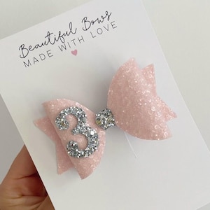 Birthday bow, birthday, bow, bows, glitter bow, velvet bow, other colours available