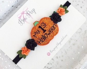 1st Halloween bow, Halloween hair bows, baby bows for Halloween, pumpkin hair bow, baby pumpkin bow, baby Halloween hair bows, Halloween