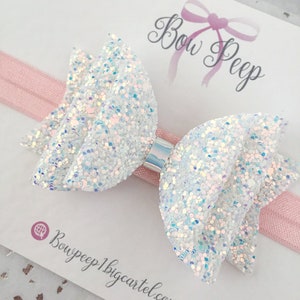 Glitter bow, baby bows, elastic headband hairbow, bow, bows, Hair accessories, babybow, hair clips, pretty bow, flower girl bow, wedding bow